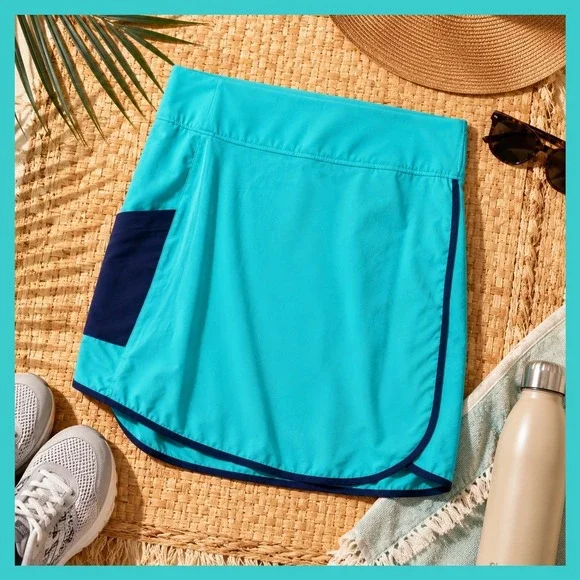 Performance Skort Teal Navy Active Athleisure Golfcore Coastal Tennis Pickleball