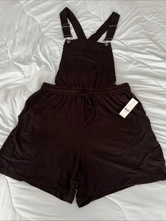 New York & Company Black Women's Romper Overalls