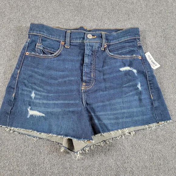 Old Navy Cut Off Shorts‎ Women 6 Sky-Hi A-Line High Rise Factory Distressed NWT