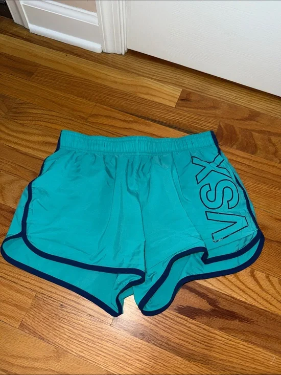 Victoria's Secret Teal Athletic Shorts with Navy Trim