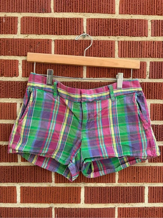 Vintage Old Navy Plaid Cotton Women’s Shorts in Green & Pink