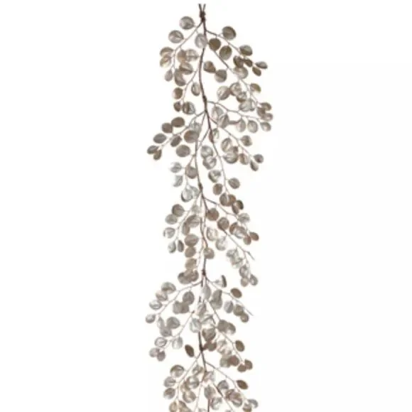 NWT New Winward Home Gold Shimmer Holiday Eucalyptus Winter Leaf Vine Garland