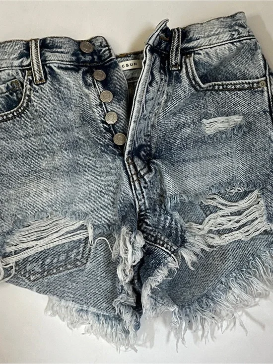 PacSun Distressed Acid Wash Denim Shorts   Stonewashed.