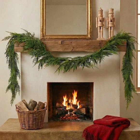 Christmas Norfolk Pine‎ Garland Artificial 9ft Real Touch Mantle Decor NEW