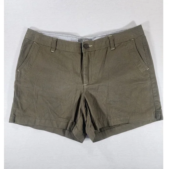 Natural Reflections Shorts Womens 16 Chino Olive Green Cotton Utility Gorpcore