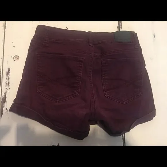 Aeropostale size 0 maroon jean cuffed shorts