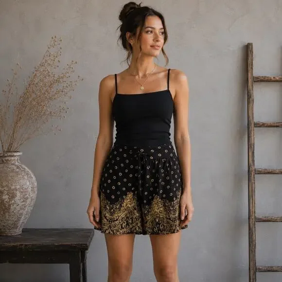 Hei Hei Black  Luna Faux Wrap Skirt Skort Medium
