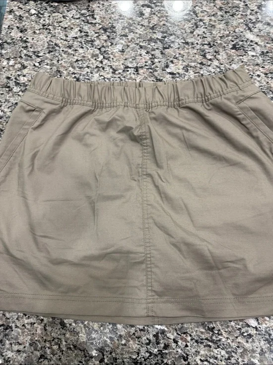 Prana Olive-Tan Elastic Waist Mini Skirt