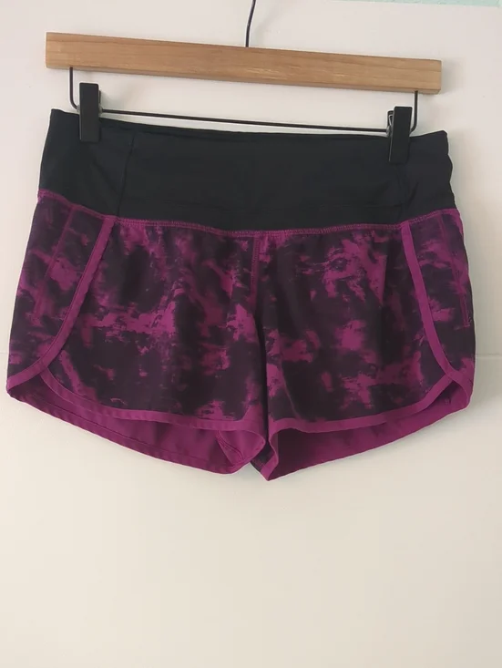 Lululemon Run Times Women's Purple Black Athletic Running Shorts Sz 4