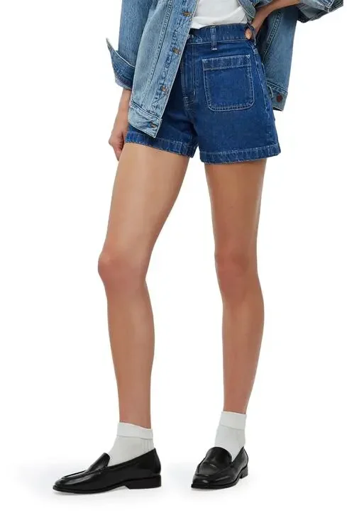 Madewell Womens 25 Indigo The High Rise Sailor Denim Shorts Retro Vintage I2-12