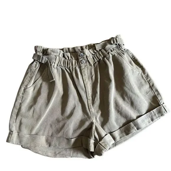 Forever 21 Olive green paperbag waist high rise shorts‎ 1X NWT