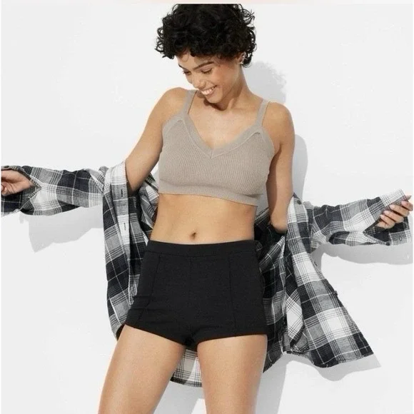 Wild Fable Micro Shorts Womens L Black Seamed Side Zip High‎ Rise Mini Festival