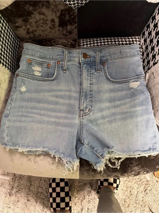 Madewell Light Blue Distressed Denim Cutoff Shorts