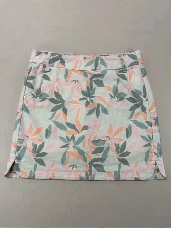 Tribal Botanical Print Mini Skort in Mint, Pink & Peach Size 6