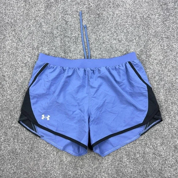 Under Armour Running Shorts Womens Medium Blue 3 Inseam HeatGear Lined Athletic
