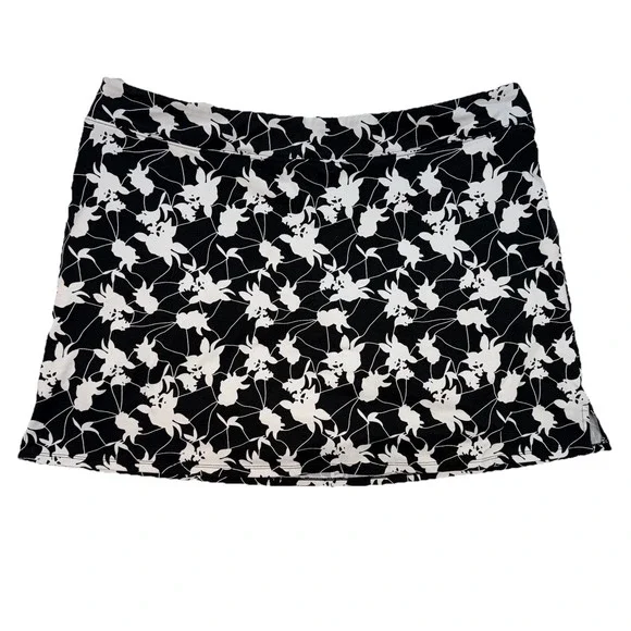 Tranquility Floral Skort Black White Athletic Skirt Size XXL Golf Athleisure 2XL