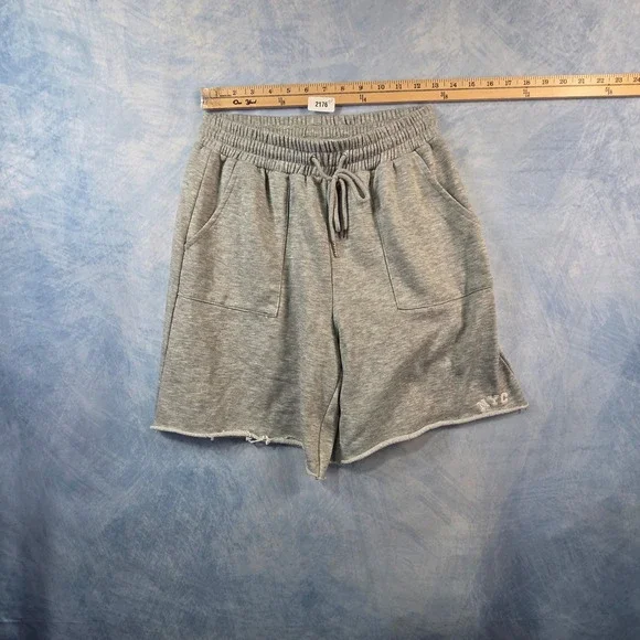 Princess Polly‎ XX Gray NYC Sweat Shorts Elastic Drawstring Waist Raw Hem Size 6
