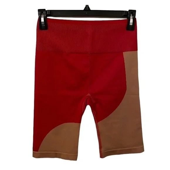 Fabletics Women's Seamless‎ High Waisted Block Haute Red Maplewood Shorts Size M