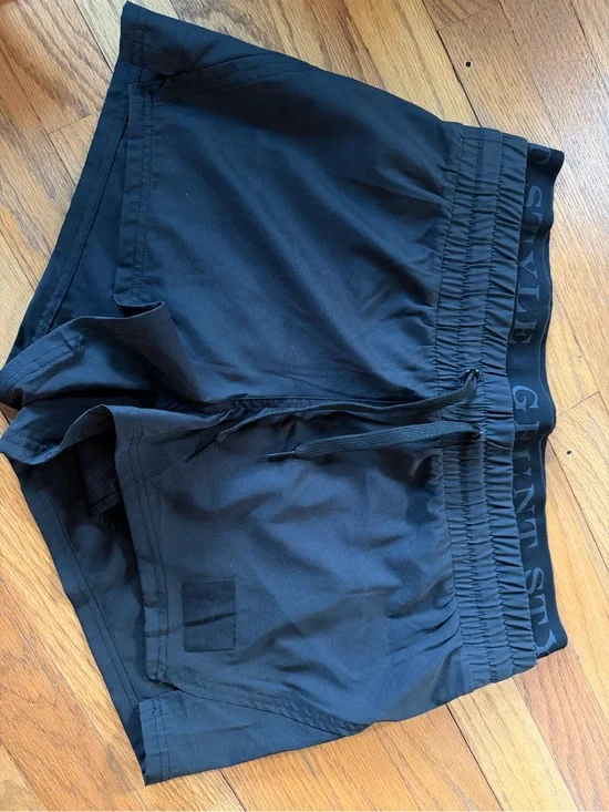 Grunt Style Black Athletic Shorts with Logo Tag