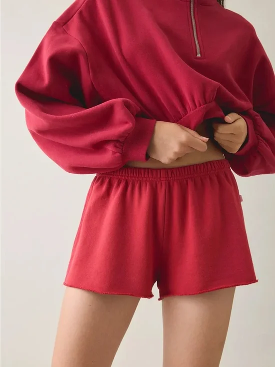Urban Outfitters Red Out From Under Around The Way Mini Sweat Shorts