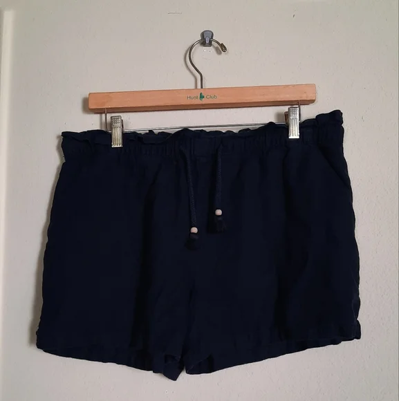 Hang Ten Black Linen Blend Beach Women's Shorts Coastal Casual