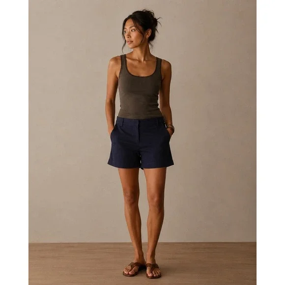 J.Crew Womens 5 Inch Chino Shorts‎ Navy Blue Cotton Twill Size 16 NWT