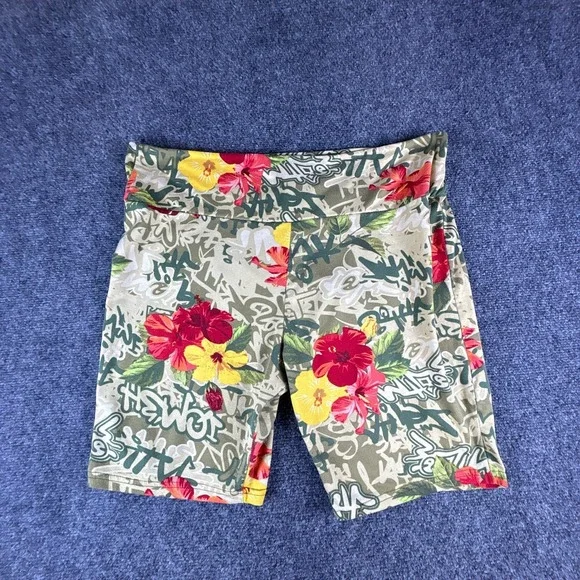 Rouge Collection Biker Shorts Womens 3X Multicolor Floral‎ Stretch Elastic Waist