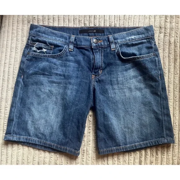 Joes Jeans Denim Shorts Womens 27 Medium Wash Distressed 100% Cotton Blue
