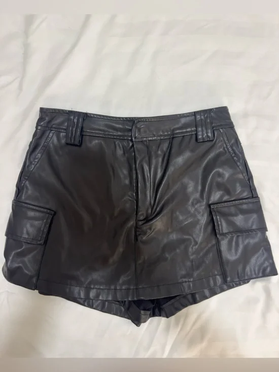 Women’s Black Faux Leather Shorts