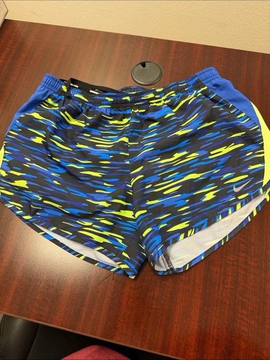 Nike Women’s Blue & Lime Patterned Athletic Shorts