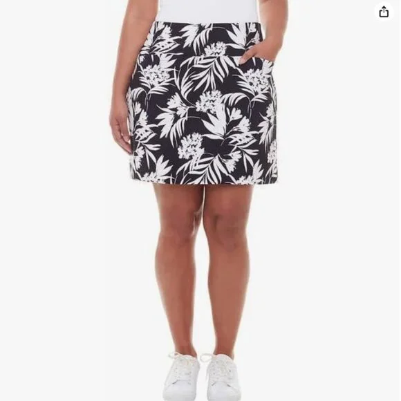 S.C. & CO. Tummy Control Pull-On Skort Stretch Under Shorts-XXL-Black Print