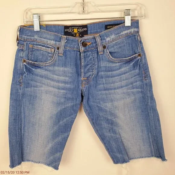 Lucky‎ Brand Sienna Tomboy Jean Shorts Size 00/24 Medium Wash Button Fly