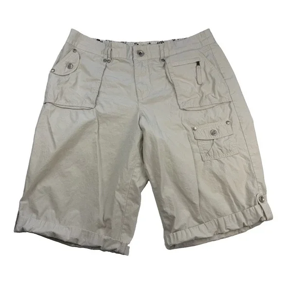 Vintage Y2K Gitano Cargo Bermuda Shorts Womens 12 Khaki Utility Stretch