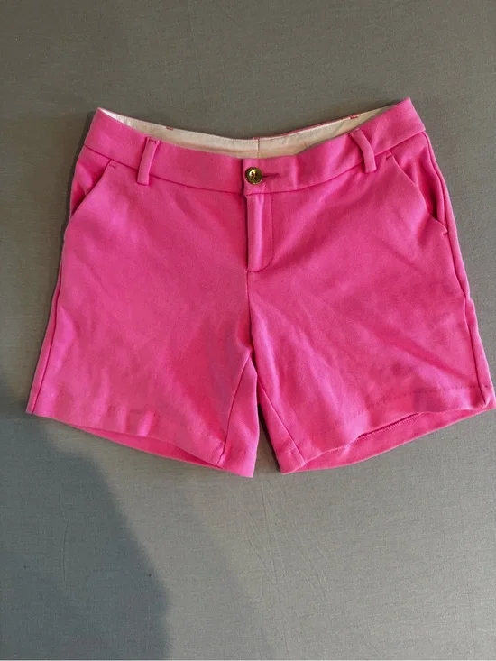 Lilly Pulitzer pink Bermuda shorts with gold button