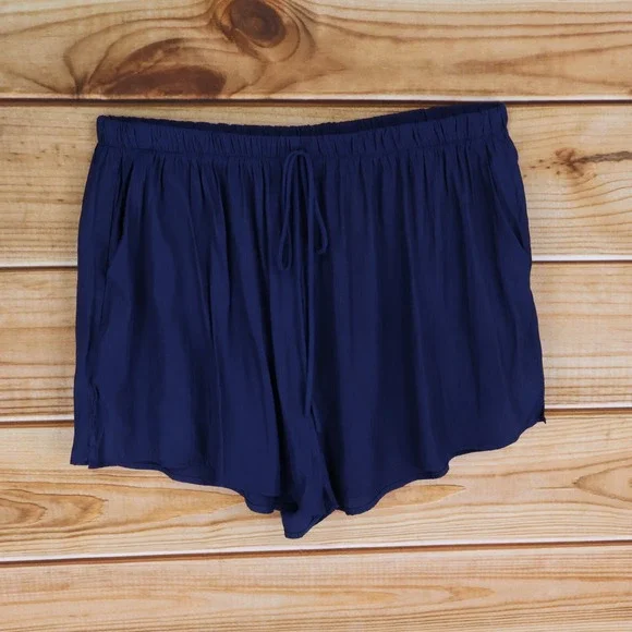 Fashion Nova Shorts Womens‎ Sz XL Dark Blue Stretch Waist Pockets Drawstring NWT