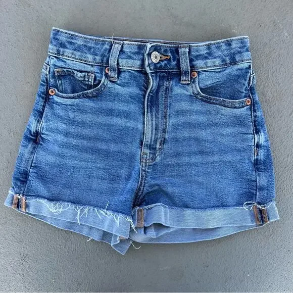 American Eagle Mom Short Cuff Roll Hem Stretch AEO Size 00