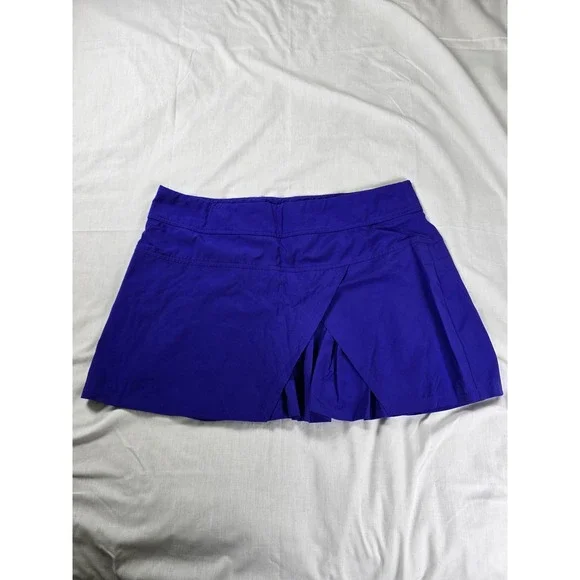 Athleta Skort Womens Large Blue Stretch Athletic Lined Zip Pocket Running‎