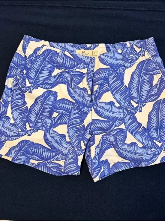 Vineyard Vines Blue Leaf-Print Bermuda Shorts on White