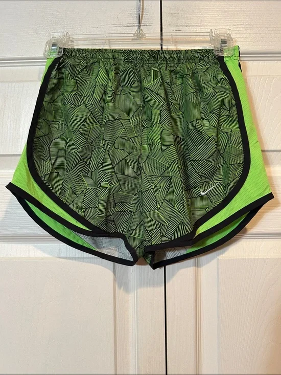 Nike Women’s XS - Neon Green Dri-FIT, Patterned Athletic Shorts w/Black Trim