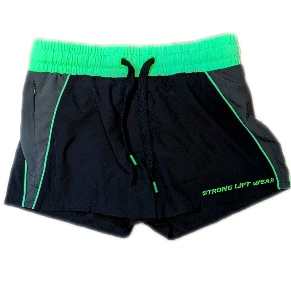 Strong Lift Wear athletic shorts, NWT,  elastic waistband, black & green M