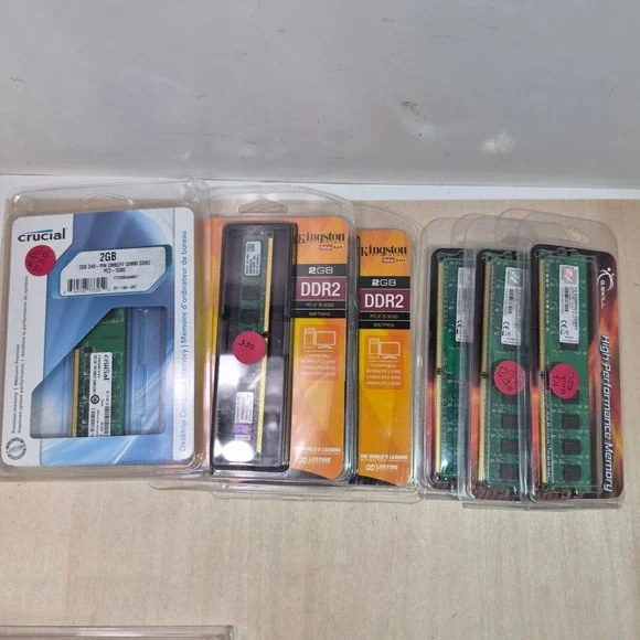 Crucial Kingston DDR2 PC2 5300 667MHz 2GB RAM g-skill Lot‎ of 6