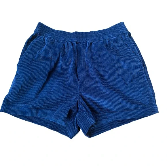 Aerie NWT Blue Corduroy Shorts Elastic Waist Pockets 100% Cotton Small‎ Summer