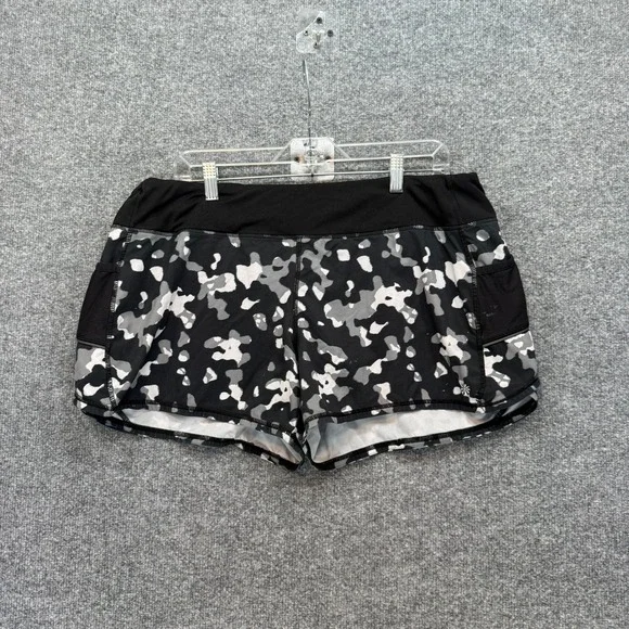 Athleta‎ Camo Shorts Womens XL Black White Pockets Athletic Running Workout Gym