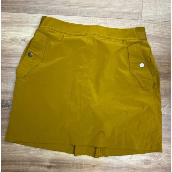 Athleta Skort Womens 12 Brass Mustard Vienna Cargo‎ Commuting Work Travel Golf