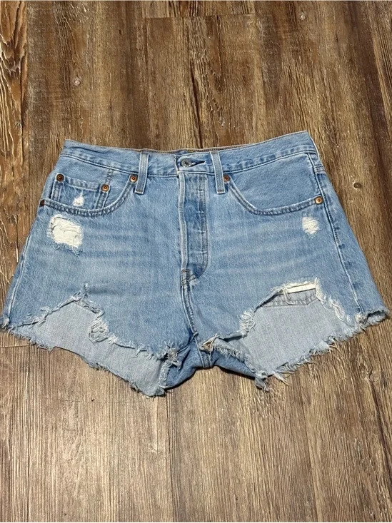 Levi's 501 Cut Off Shorts Women's 27 High Rise Button Fly Frayed Hem Summer Deni