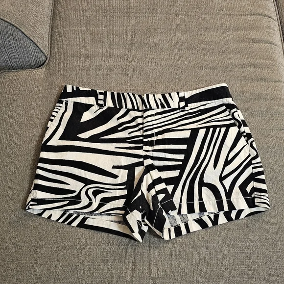 Ann Taylor LOFT Zebra Print Casual Linen Blend Slouchy Lagen Shorts 12