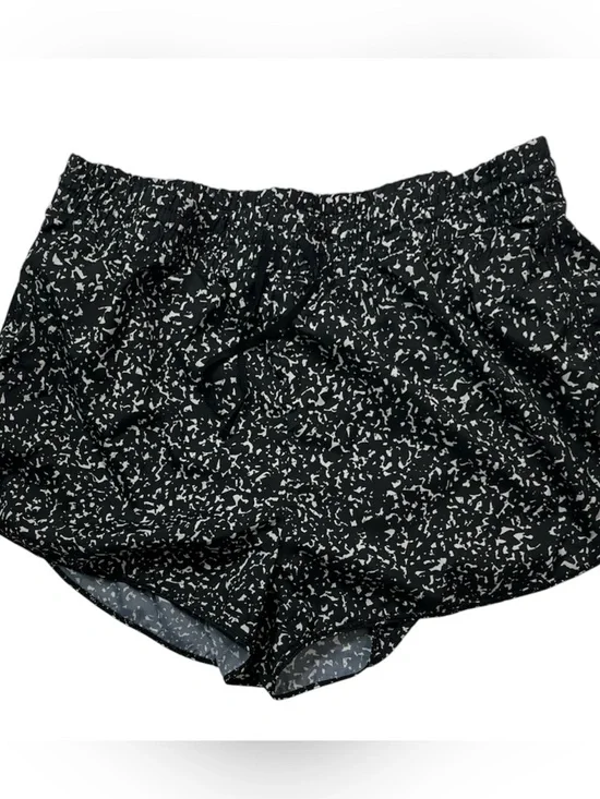 Nicole Miller Black White Print Running Shorts XL Built-In Brief Athletic Wear