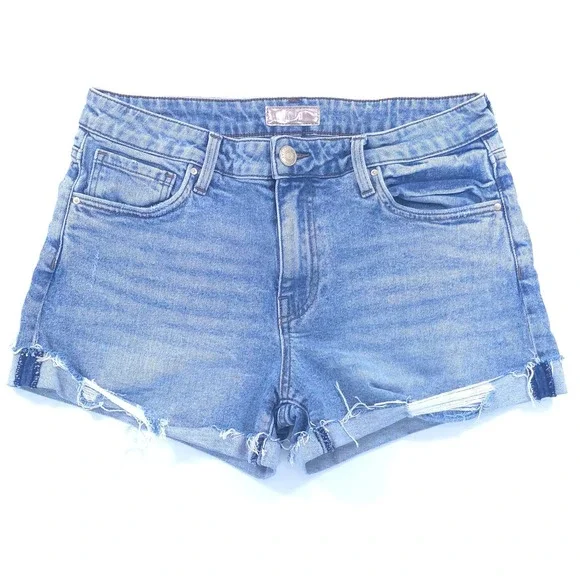 KUT from the Kloth Womens Shorts Jane 6 Blue Distressed High Rise Denim‎ Raw Hem