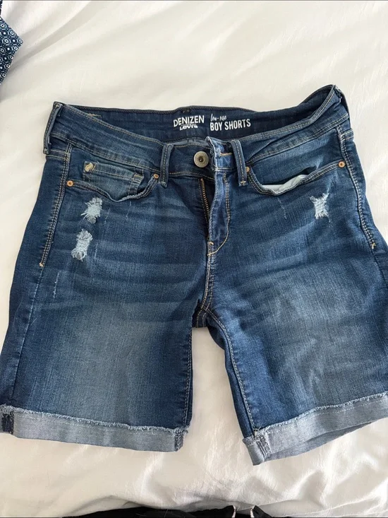 Denizen from Levi's Dark Blue Distressed Boy Shorts