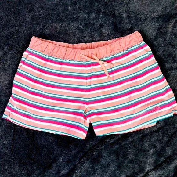 The‎ North Face Retro Women's Athletic Shorts XL Pink Striped Activewear